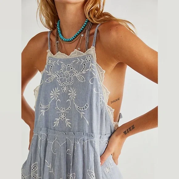 Free People Rosalia Embroidered Apron Dress